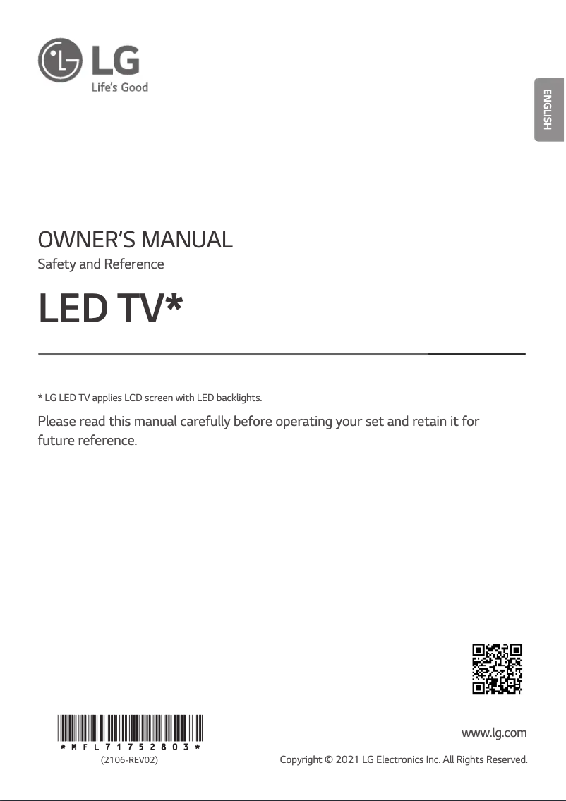 Page 1 de la notice Manuel utilisateur LG 55UP75003LF