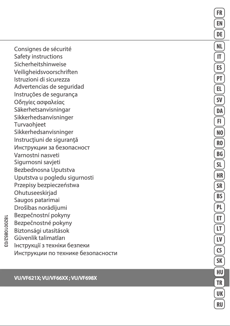 Page 1 de la notice Instructions de sécurité Rowenta Eole Compact VU6210