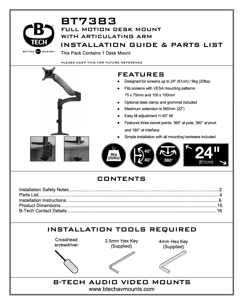 Image de la première page du manuel de l'appareil BT7383