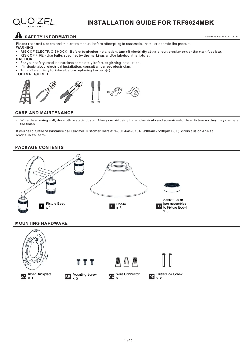 Image de la première page du manuel de l'appareil Trafalgar TRF8624MBK