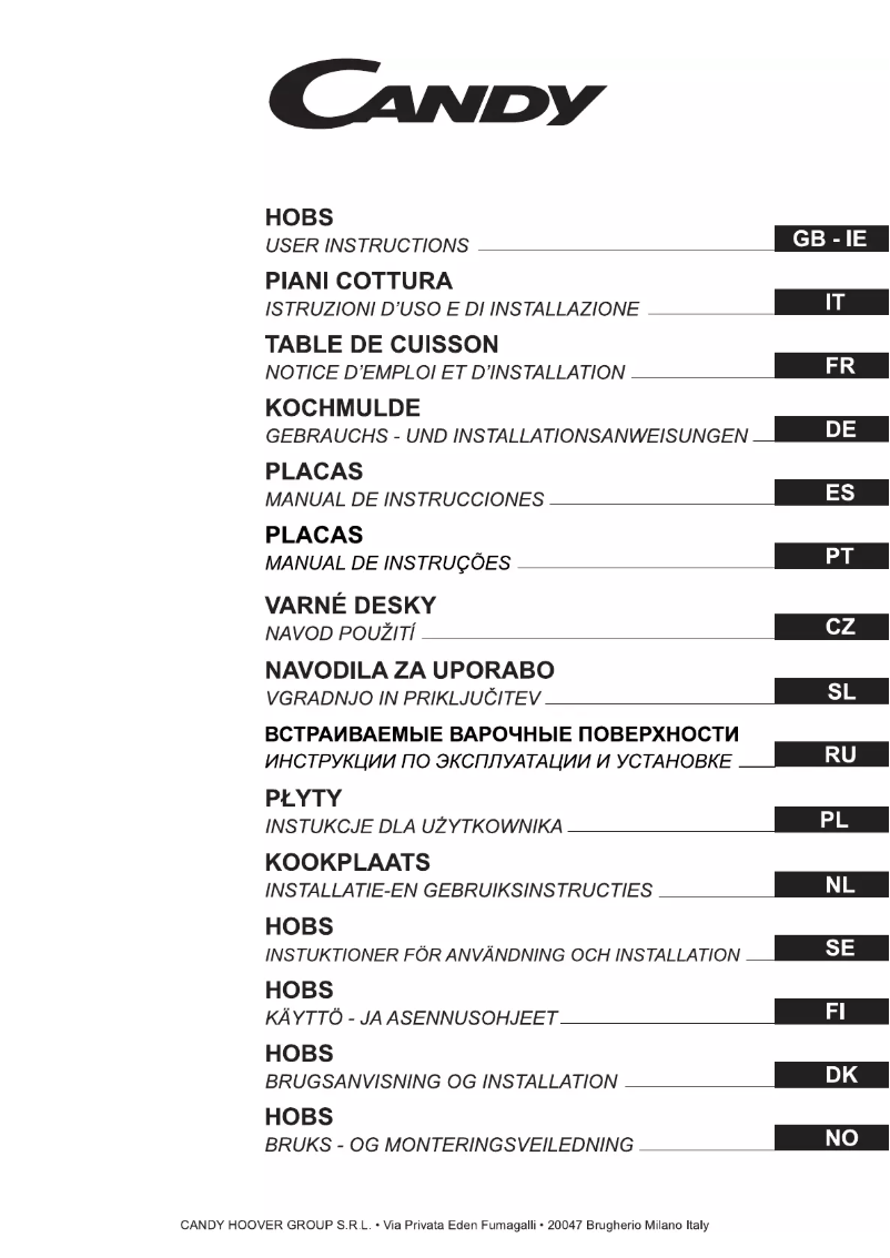 Page 1 de la notice Manuel utilisateur Candy CH 642