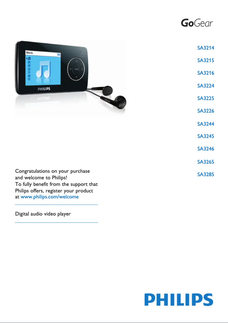 Page 1 de la notice Manuel utilisateur Philips GoGear SA3216