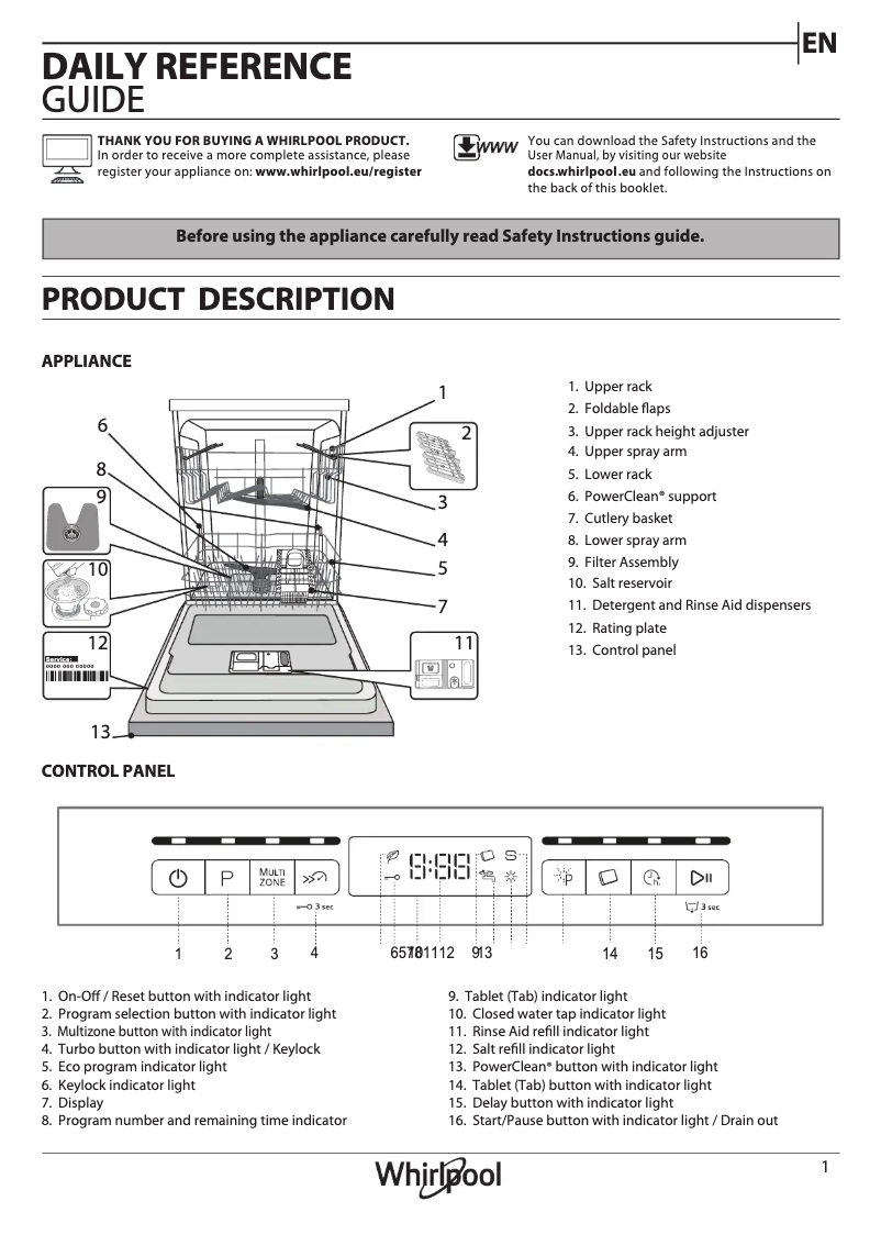 Página 1 del manual Manual de instrucciones Whirlpool WFO 3O32 N P X