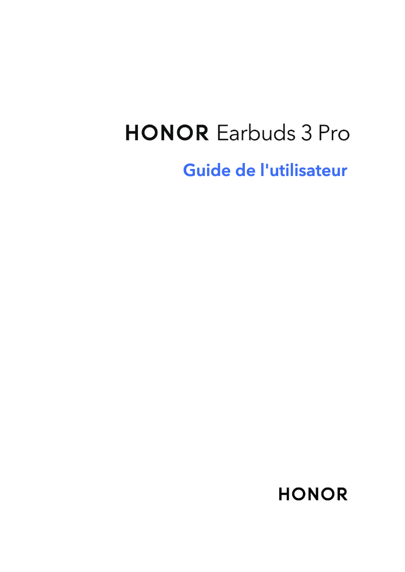Page n°1 - Guide de démarrage rapide Honor Earbuds 3 Pro