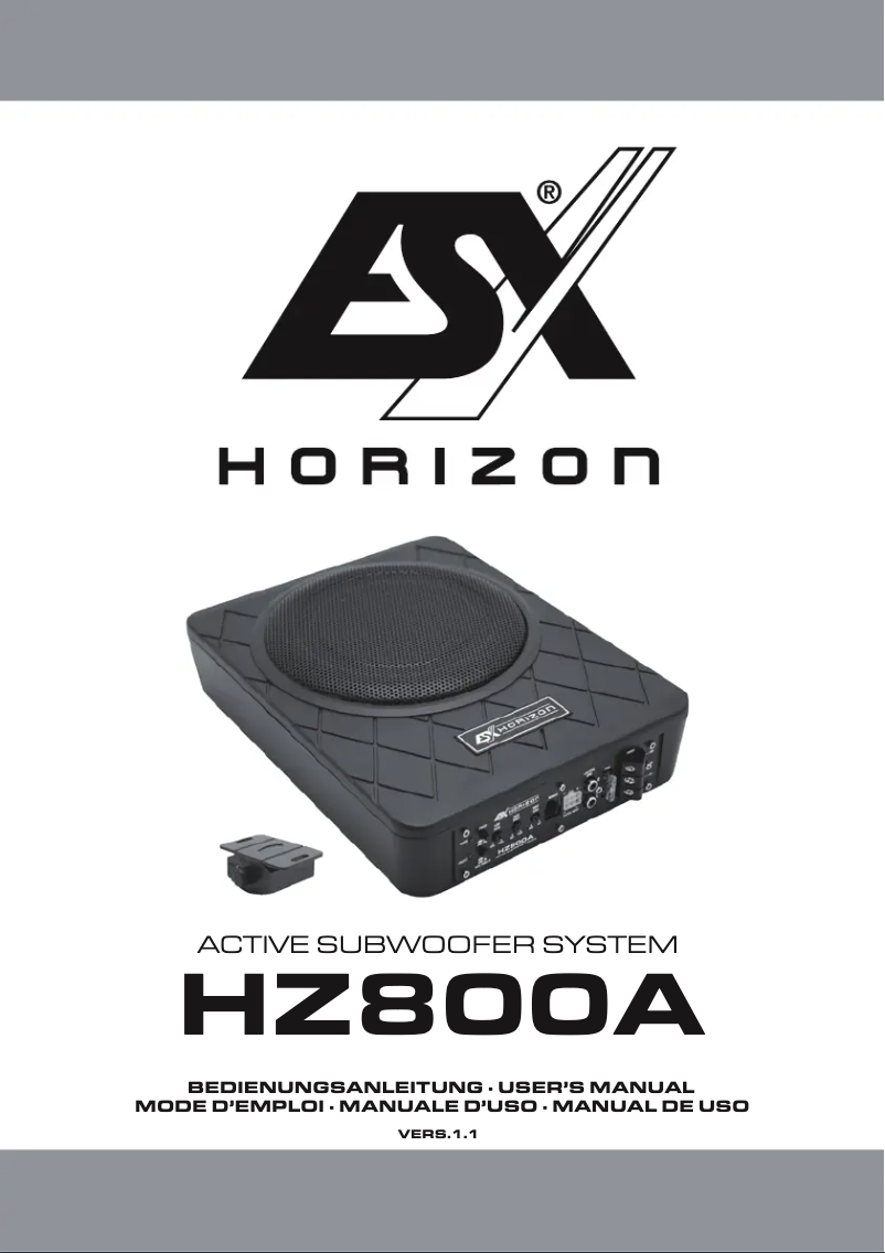 Page 1 of the manual User Manual ESX Horizon HZ800A