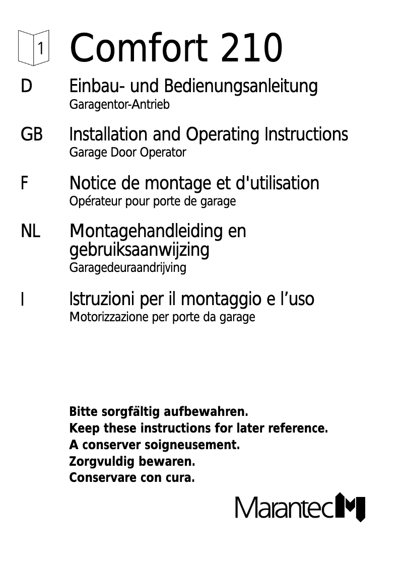 Page 1 de la notice Manuel utilisateur Marantec Comfort 210
