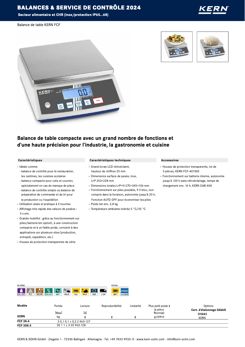 Page 1 de la notice Brochure Kern FCF 3K-4