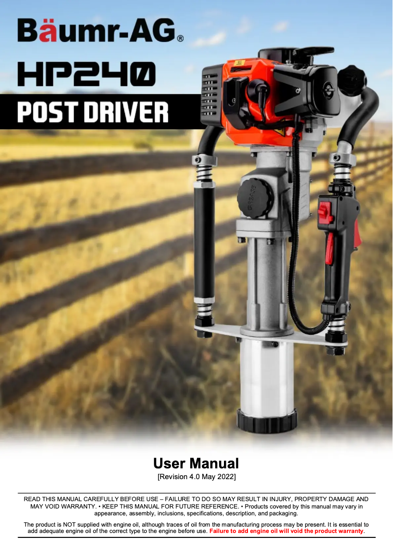 Page n°1 - Manuel utilisateur Baumr-AG HP240