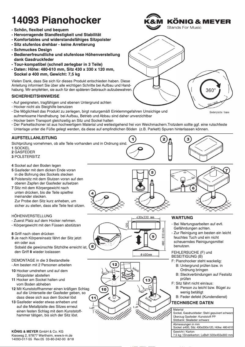 Page n°1 - Manuel utilisateur Konig & Meyer 14093