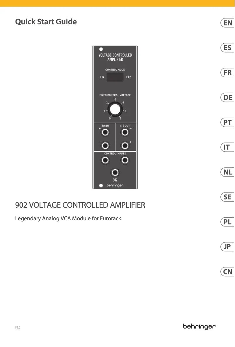 Page n°1 - Guide de démarrage rapide Behringer 902 Voltage Controlled Amplifier