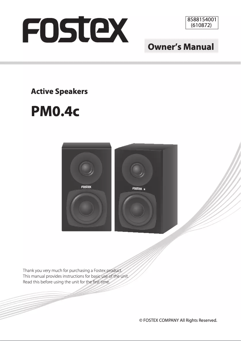 Page n°1 - Manuel utilisateur Fostex PM0.4cB
