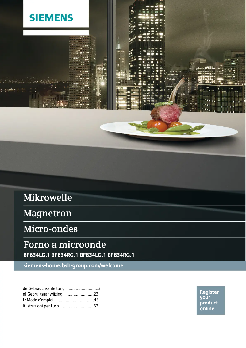 Page 1 de la notice Manuel utilisateur Siemens BF634LGW1