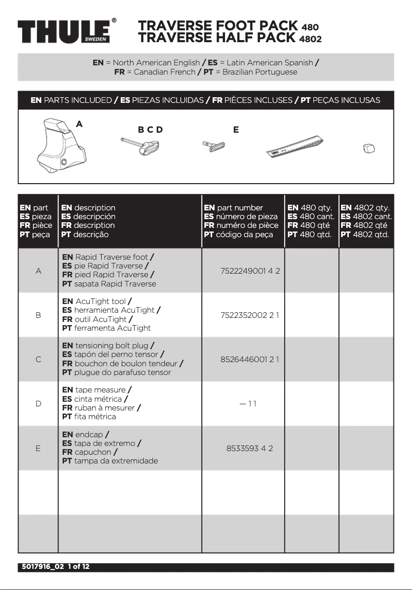 Image de la première page du manuel de l'appareil Traverse 4802