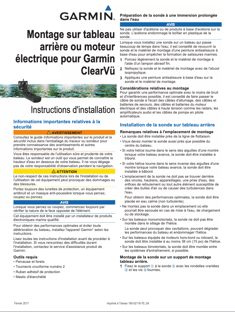 Page n°1 - Guide d'installation Garmin STRIKER 5dv