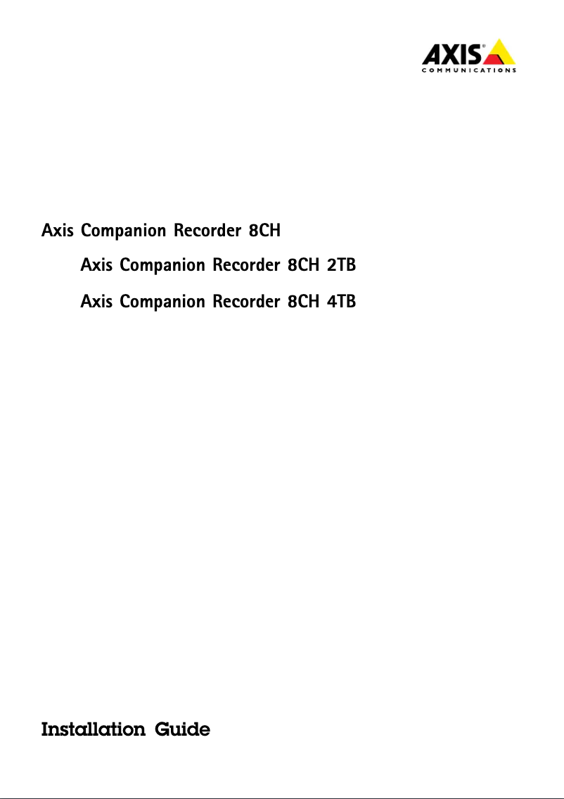 Page 1 de la notice Manuel utilisateur Axis Companion Recorder 8CH