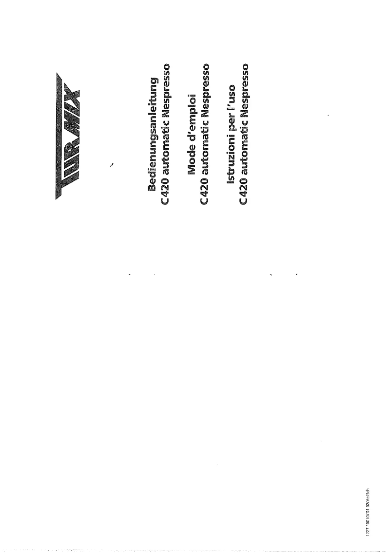 Page n°1 - Manuel utilisateur Turmix C420 automatic Nespresso