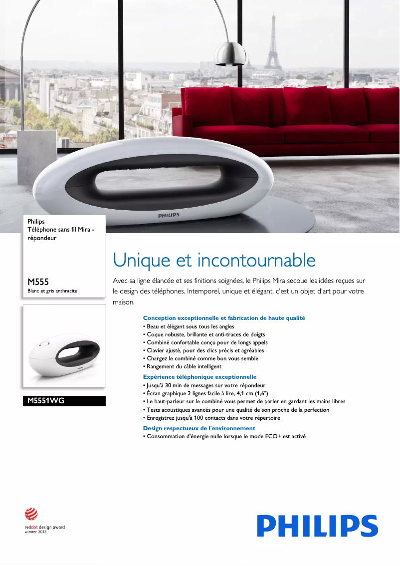 Página 1 del manual Ficha técnica Philips MIRA M5551WG