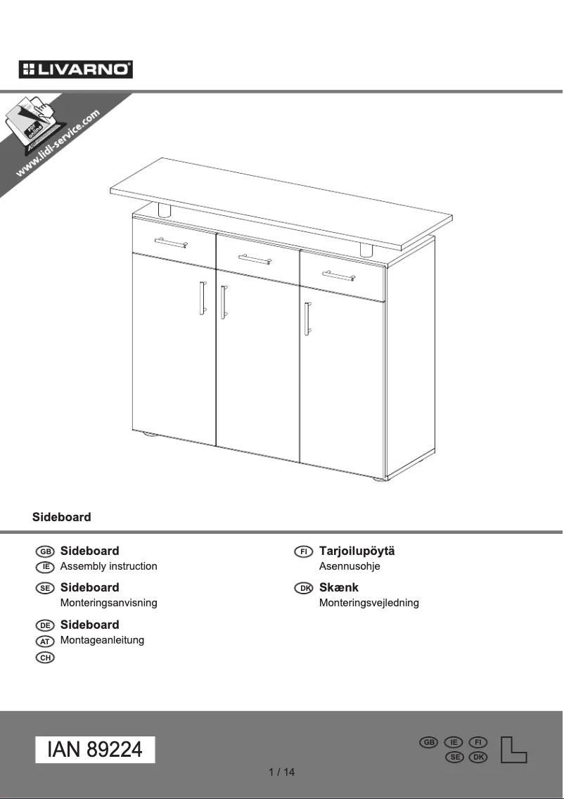 Page 1 de la notice Manuel utilisateur Livarno Lux IAN 89224