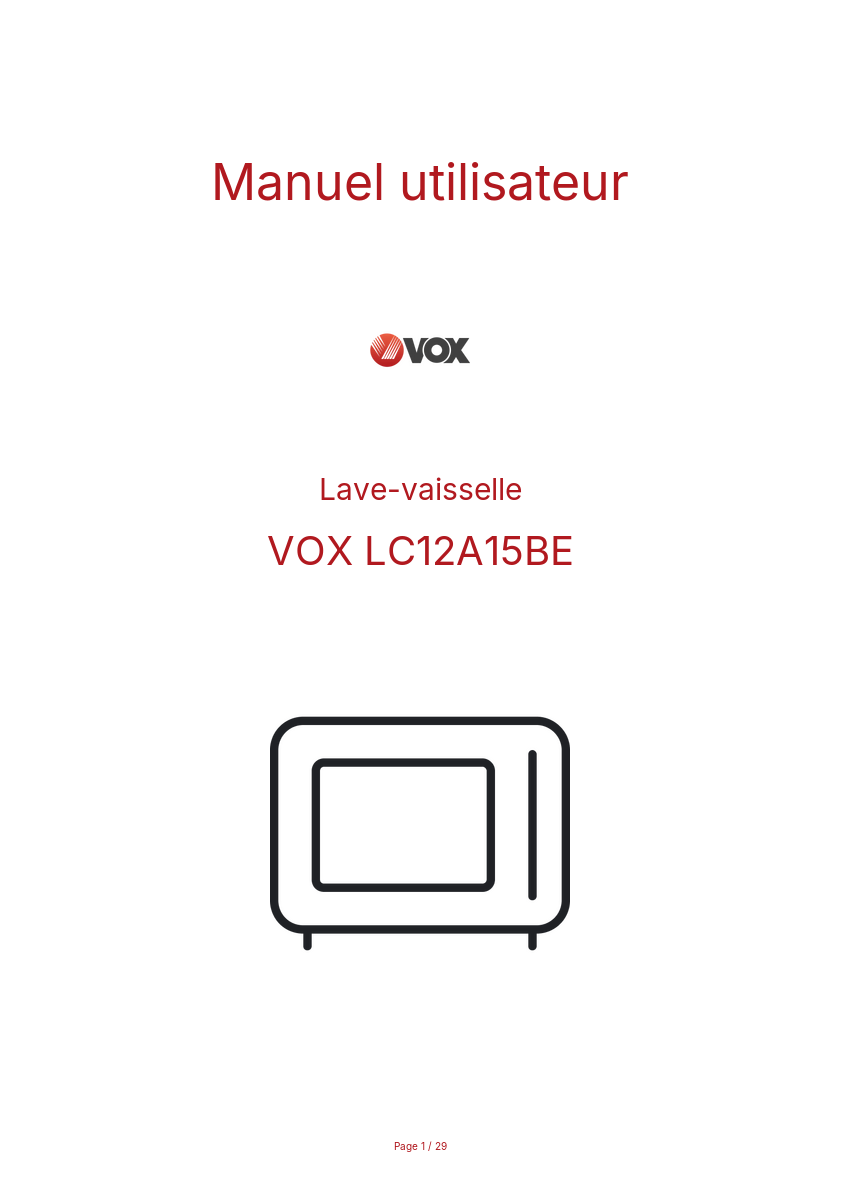 Image de la première page du manuel de l'appareil LC12A15BE