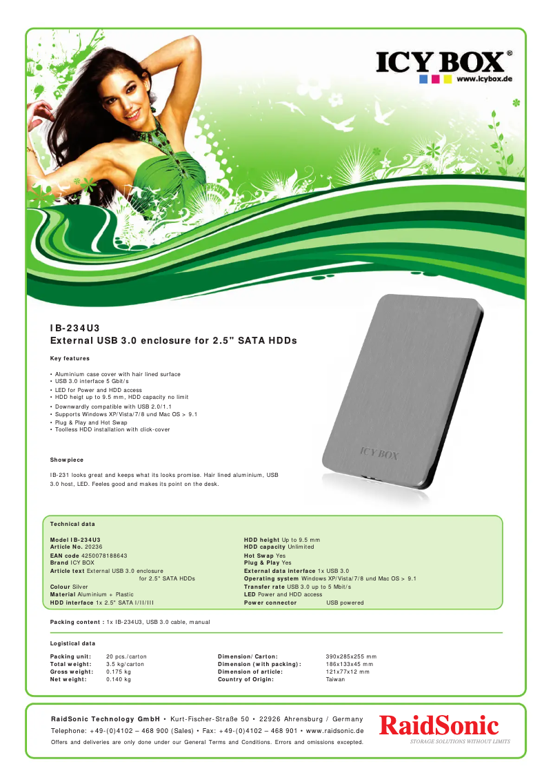 Page n°1 - Fiche technique Icy Box IB-234U3