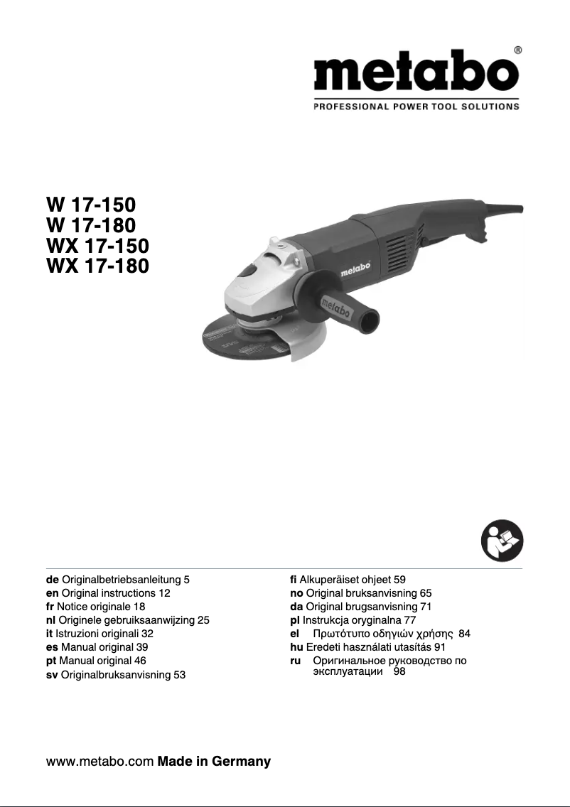 Page n°1 - Manuel utilisateur Metabo W 17-150