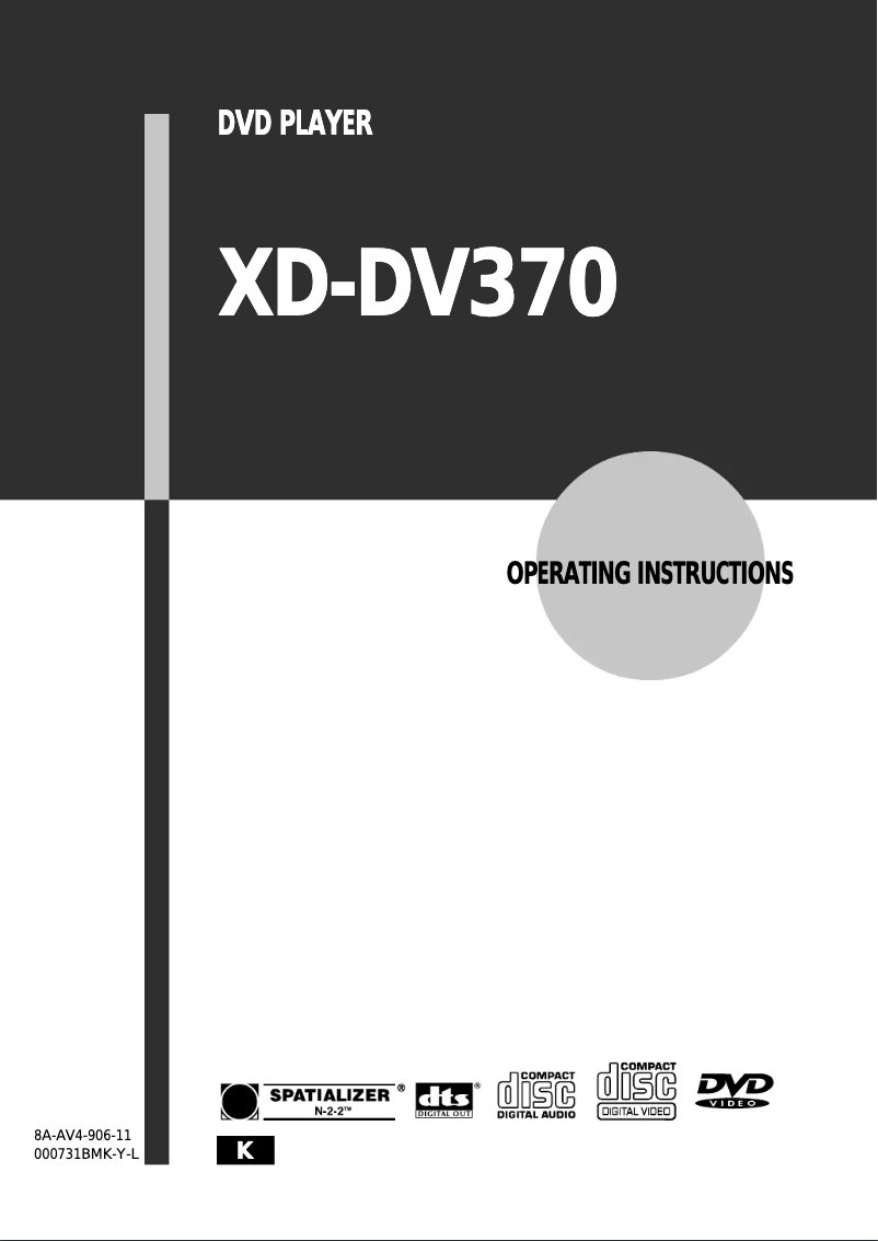 Image de la première page du manuel de l'appareil XD-DV370