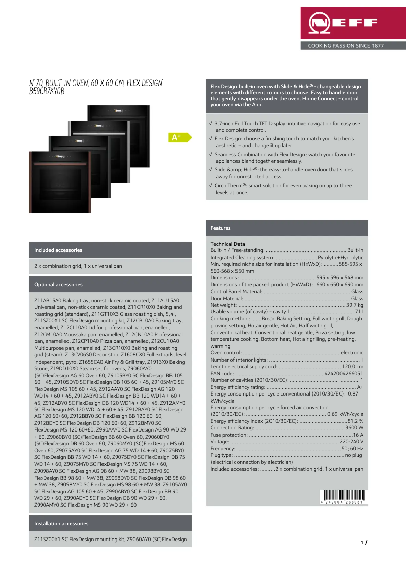 Page n°1 - Fiche technique Neff B59CR7KY0B