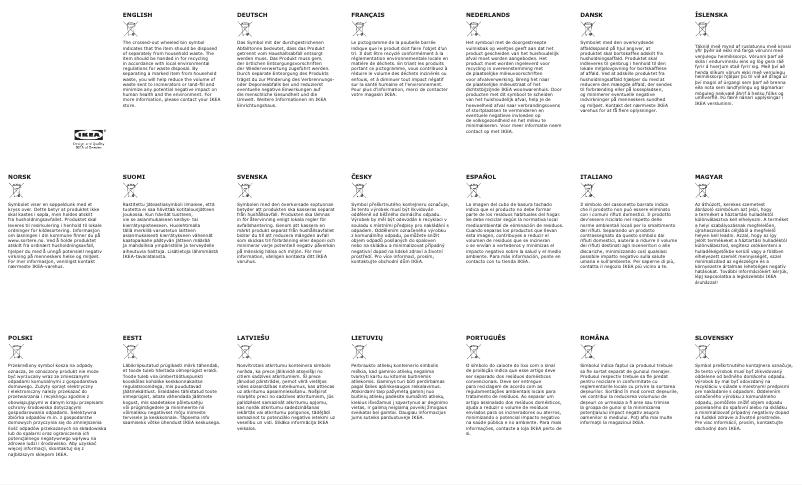 Page 1 de la notice Mode d'emploi Ikea TVÄRFOT