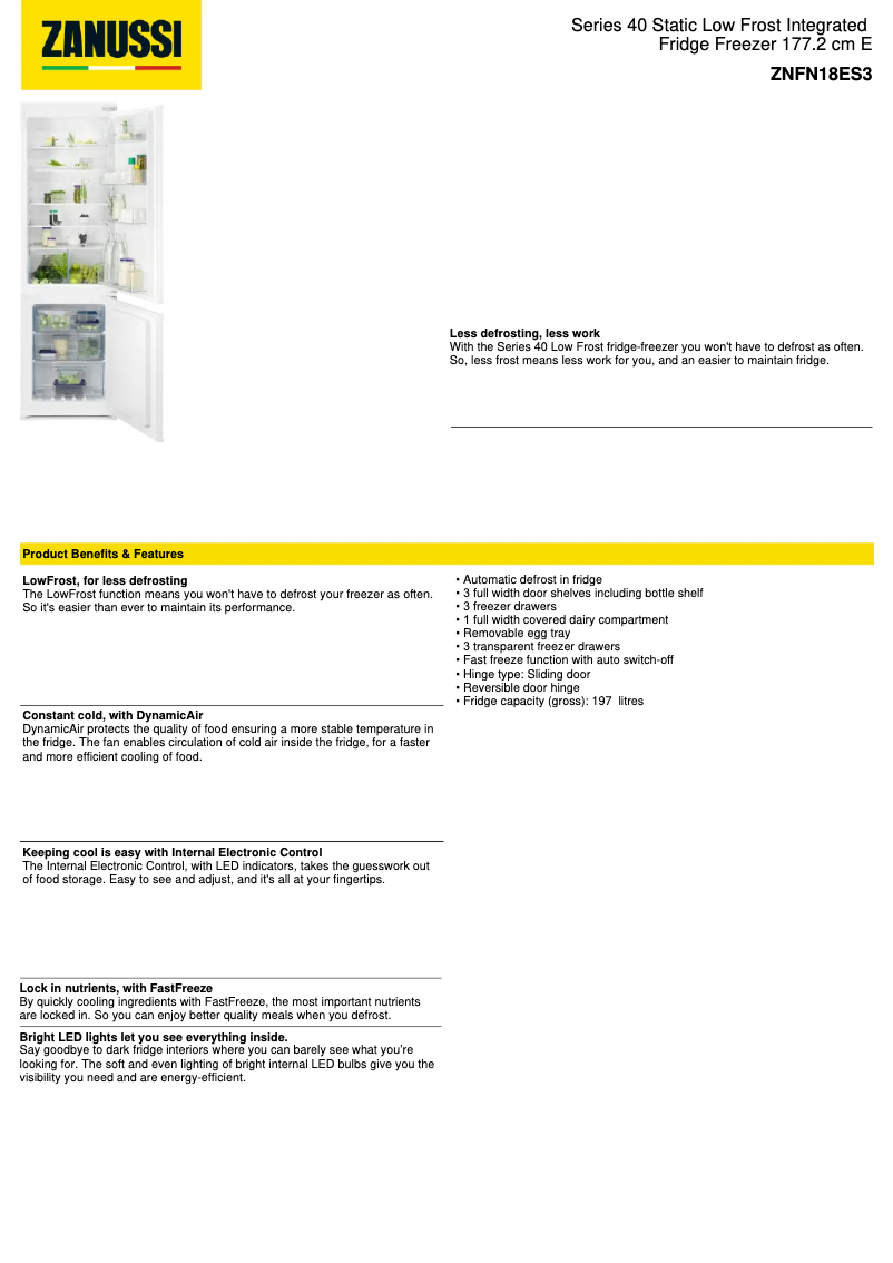 Image de la première page du manuel de l'appareil ZNFN18ES3