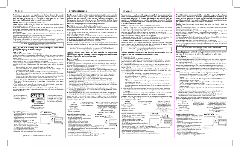 Page 1 de la notice Manuel utilisateur ThinkFun Laser Maze Junior