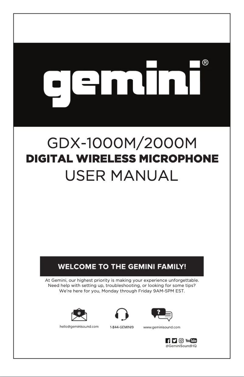 Page 1 de la notice Manuel utilisateur Gemini GDX-2000M