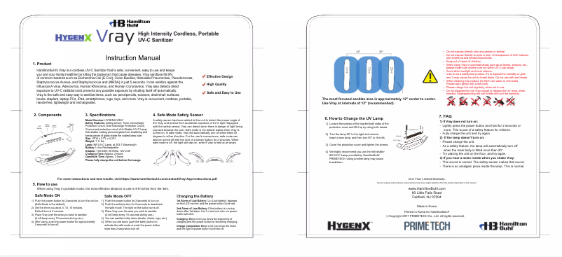 Image de la première page du manuel de l'appareil HygenX Vray