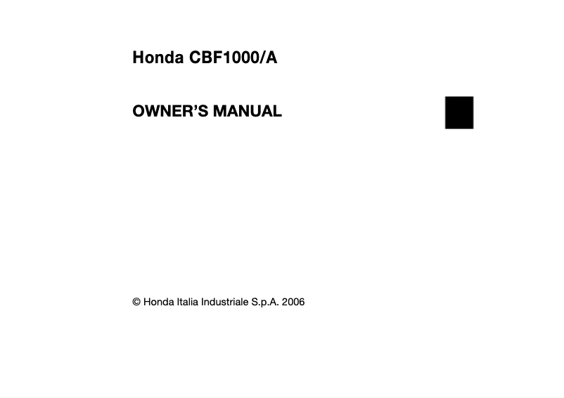 Page 1 of the manual User Manual Honda CBF1000A (2008)