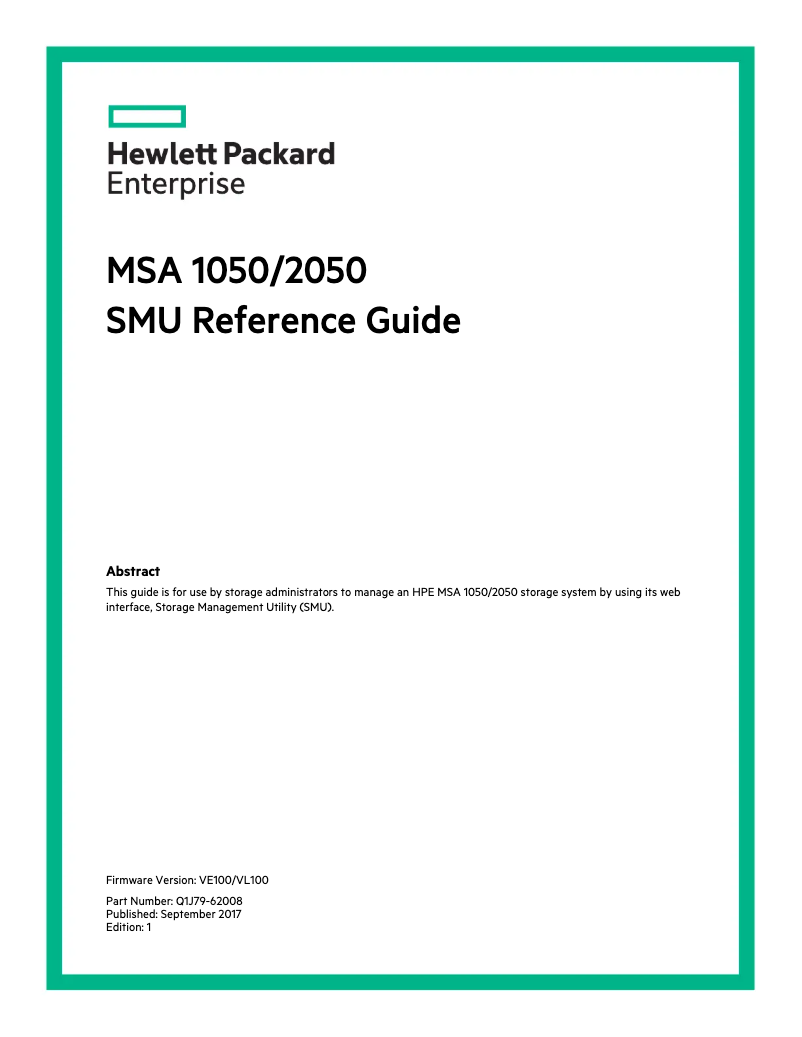 Page n°1 - Manuel utilisateur HP MSA 2050