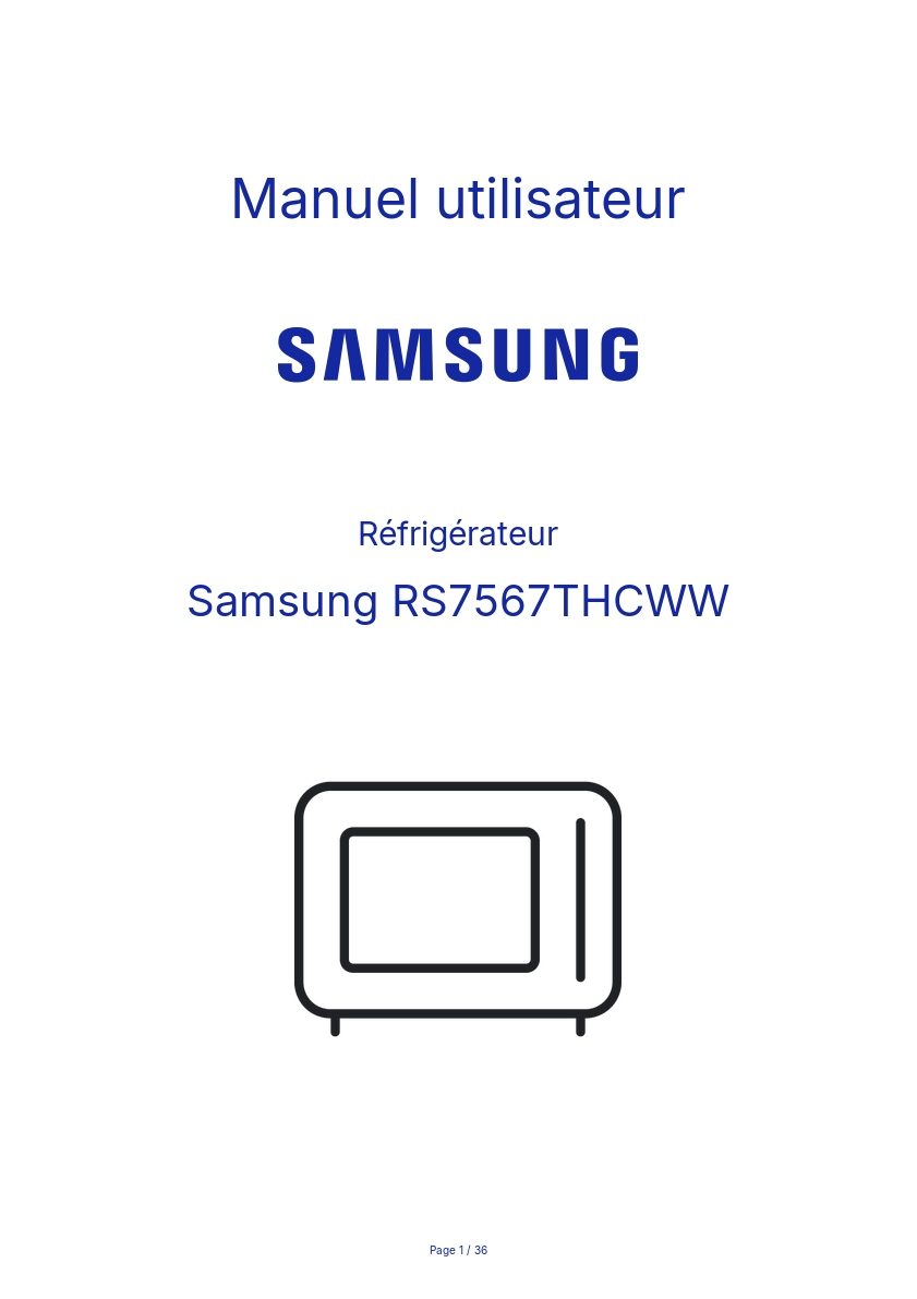 Page n°1 - Manuel utilisateur Samsung RS7567THCWW