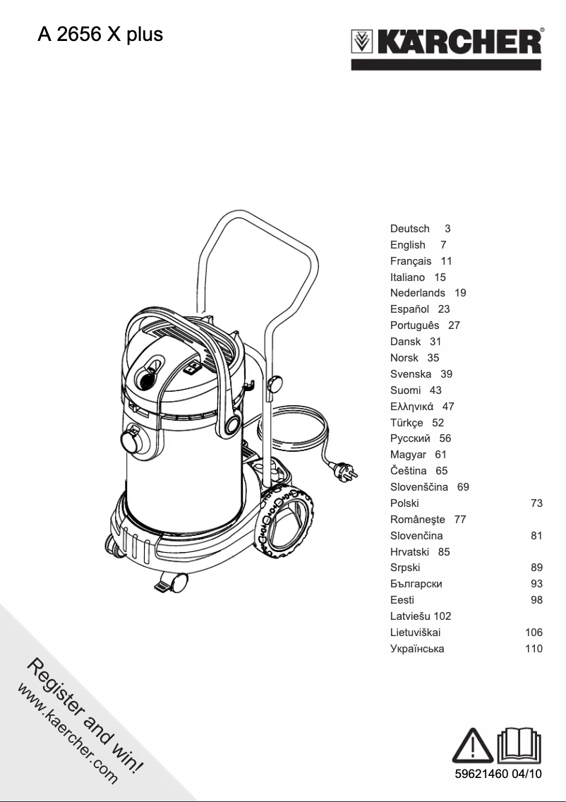 Page 1 de la notice Manuel utilisateur Kärcher A 2656 X Plus