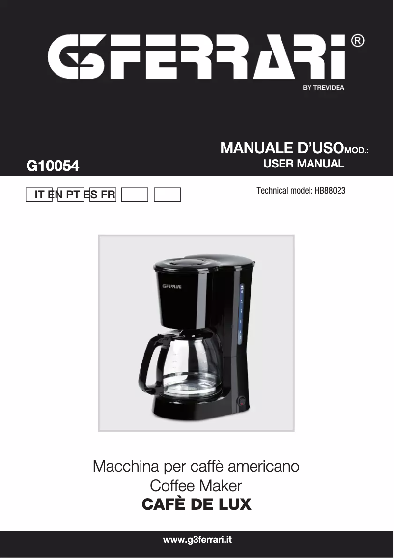 Page n°1 - Manuel utilisateur G3 Ferrari Cafè de Lux G10054