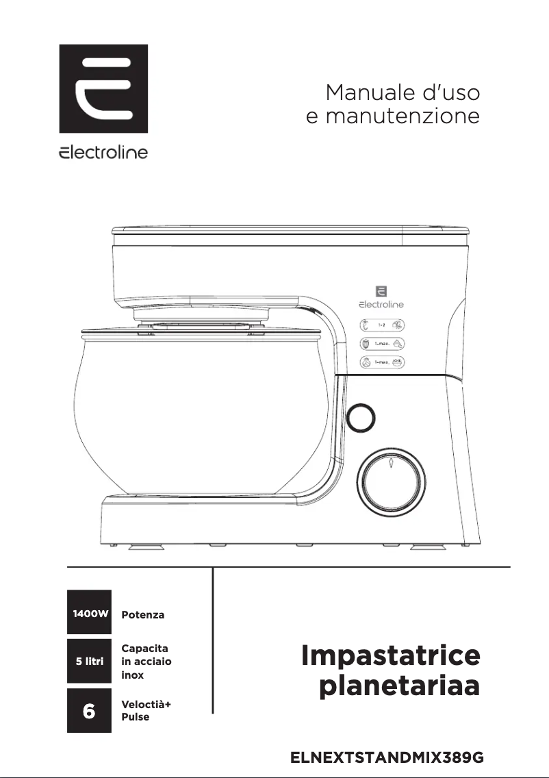 Page 1 de la notice Manuel utilisateur Electroline ELNEXTSTANDMIX389G