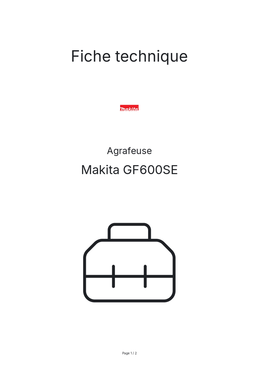 Page n°1 - Fiche technique Makita GF600SE