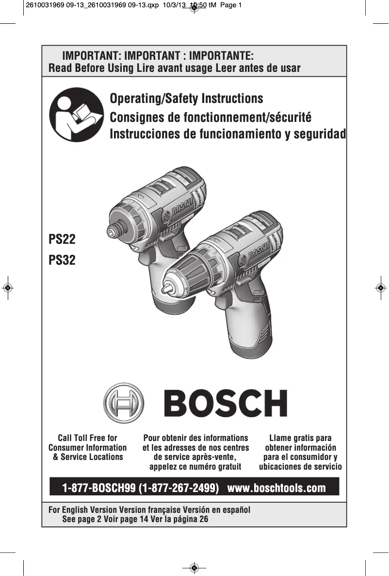 Page 1 de la notice Manuel utilisateur Bosch PS32-02