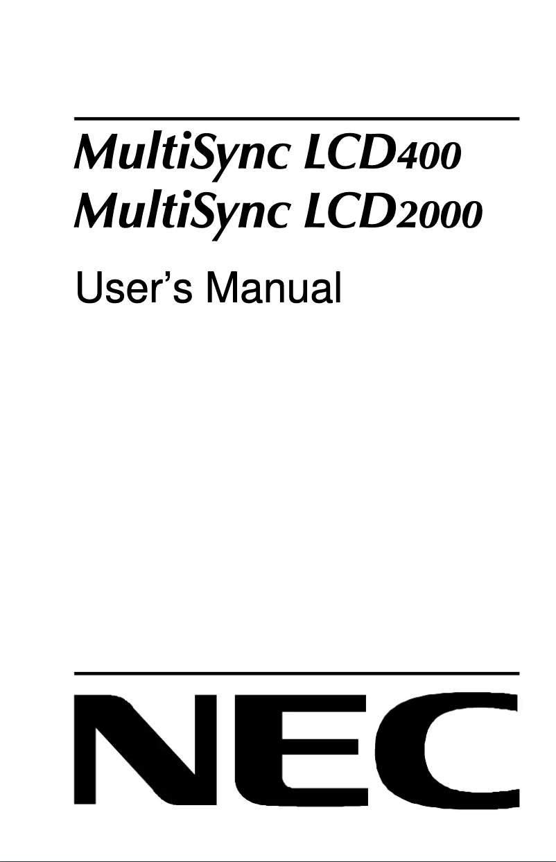 Page 1 de la notice Manuel utilisateur NEC MultiSync LCD2000