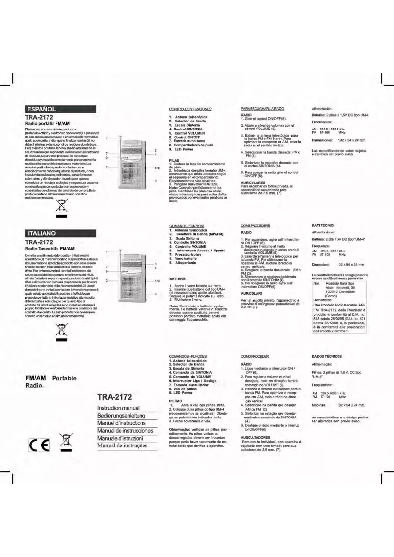 Image de la première page du manuel de l'appareil TRA-2172