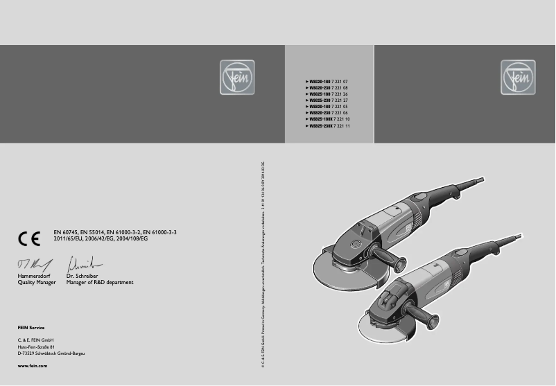 Page n°1 - Manuel utilisateur Fein WSG 20-230