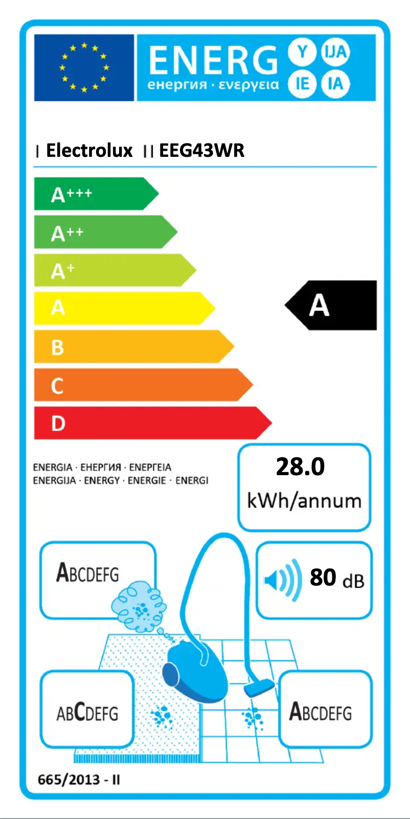 Page 1 de la notice Label énergétique Electrolux EEG43WR