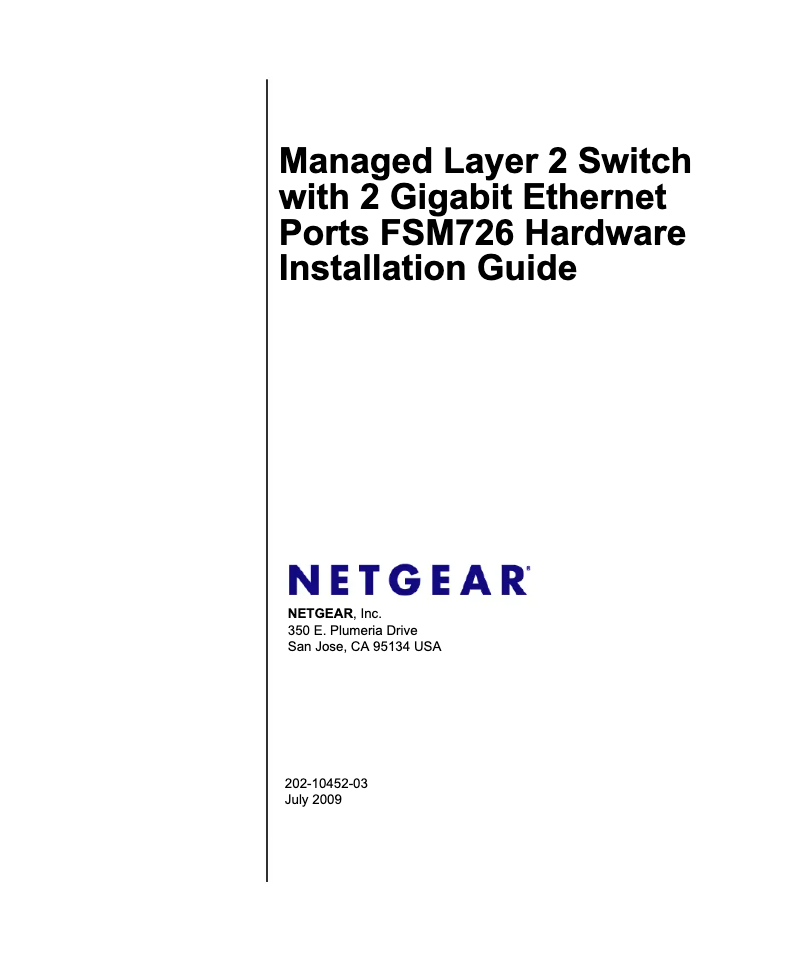 Page n°1 - Guide d'installation Netgear FSM726v3