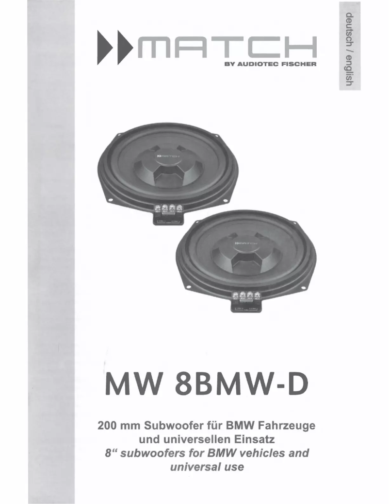 Page n°1 - Manuel utilisateur Match MW 8BMW-D
