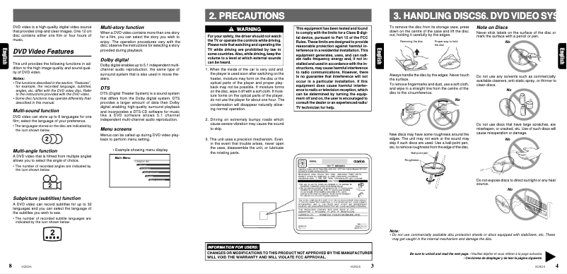 Page n°1 - Manuel utilisateur Clarion VCZ625
