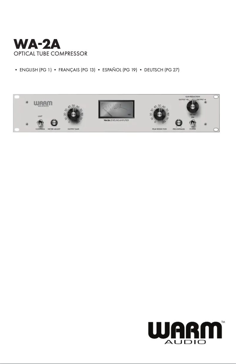 Page 1 de la notice Manuel utilisateur Warm Audio WA-2A