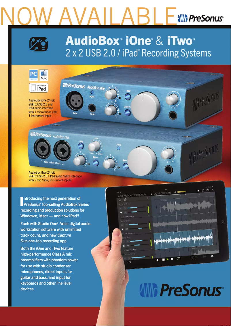 Imagen de la primera página del manual del dispositivo Audiobox iTwo