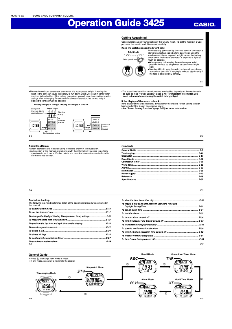 Page 1 de la notice Manuel utilisateur Casio 3425